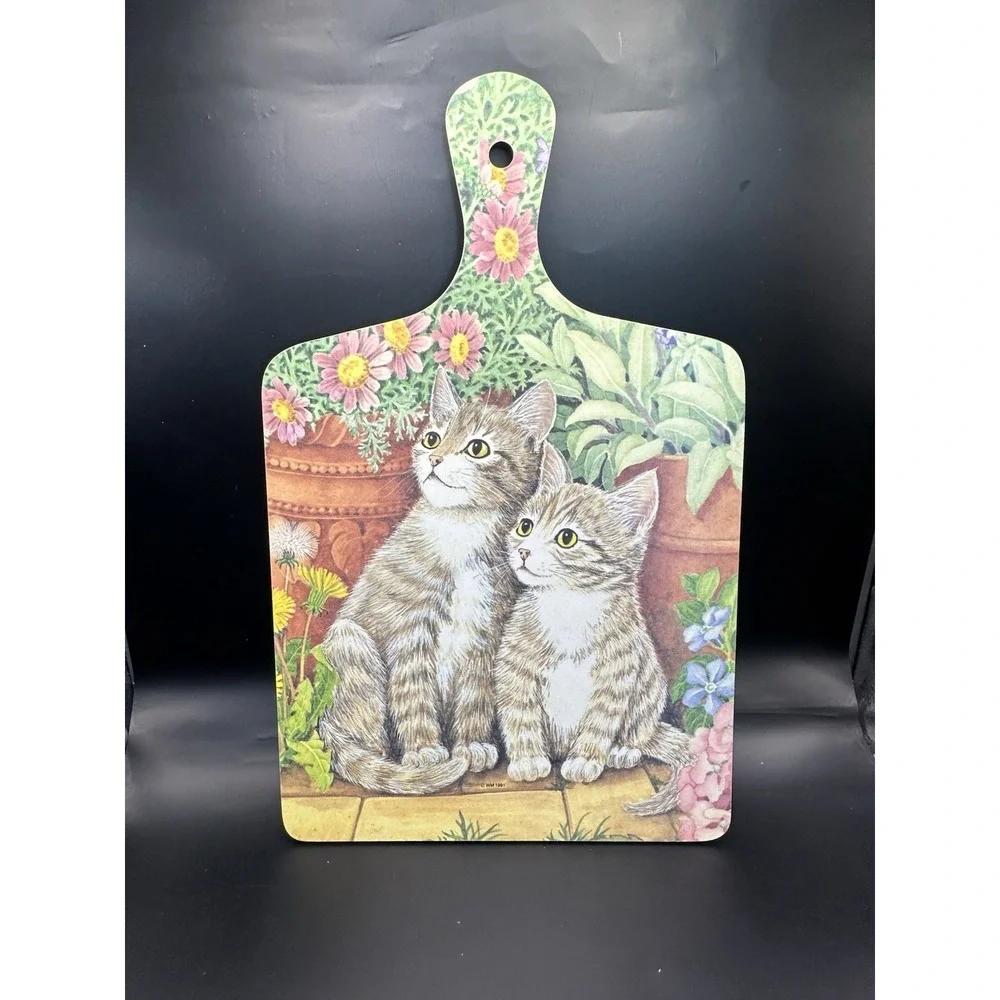 Kittens Vintage Wilscombe Melamine Chopping Board Flower Pots Made In England